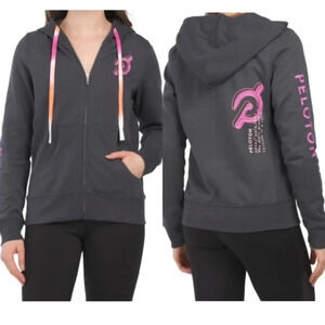 NEW PELOTON | ultimate fleece full zip hoodie black charcoal logo tie dye Small